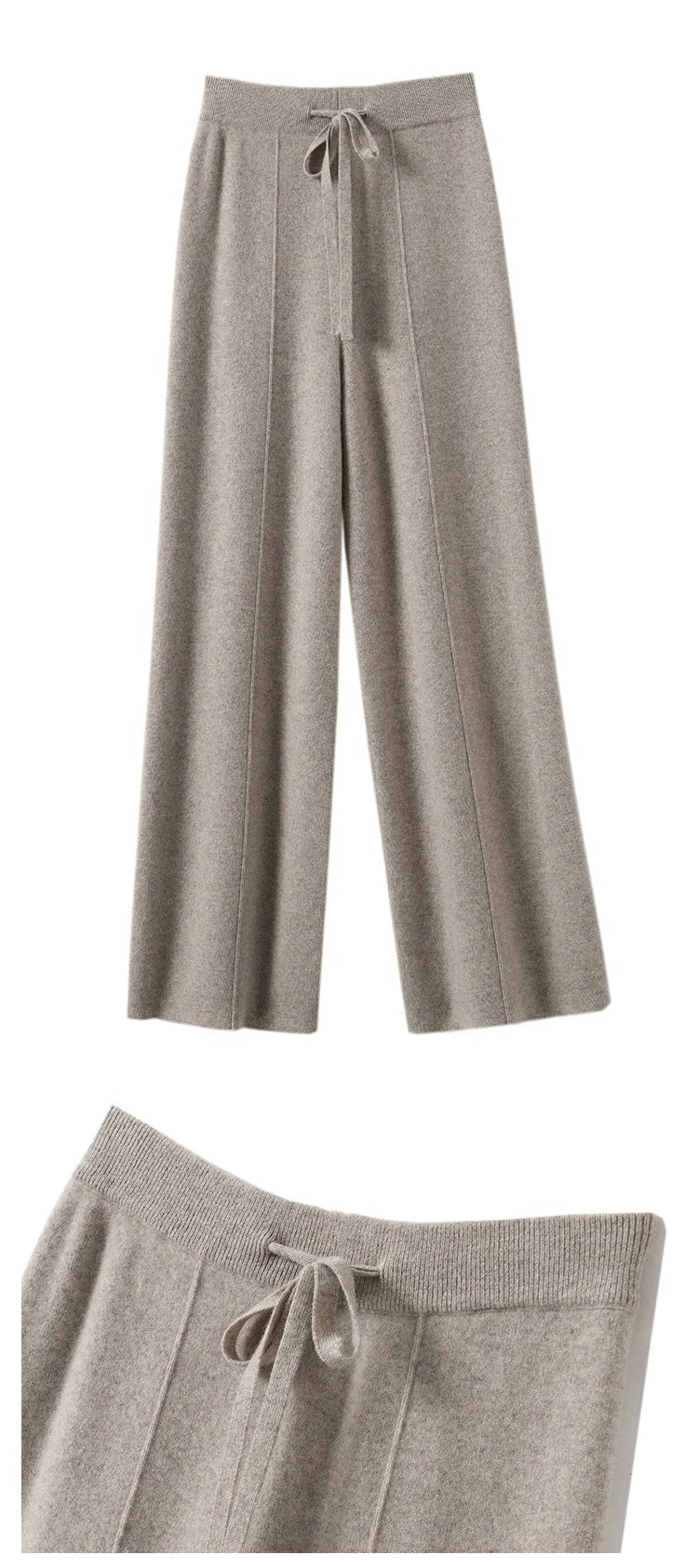 Calças Femininas Pantalona de Tricô em Lã