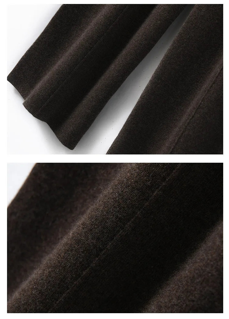 Calças Femininas Pantalona de Tricô em Lã