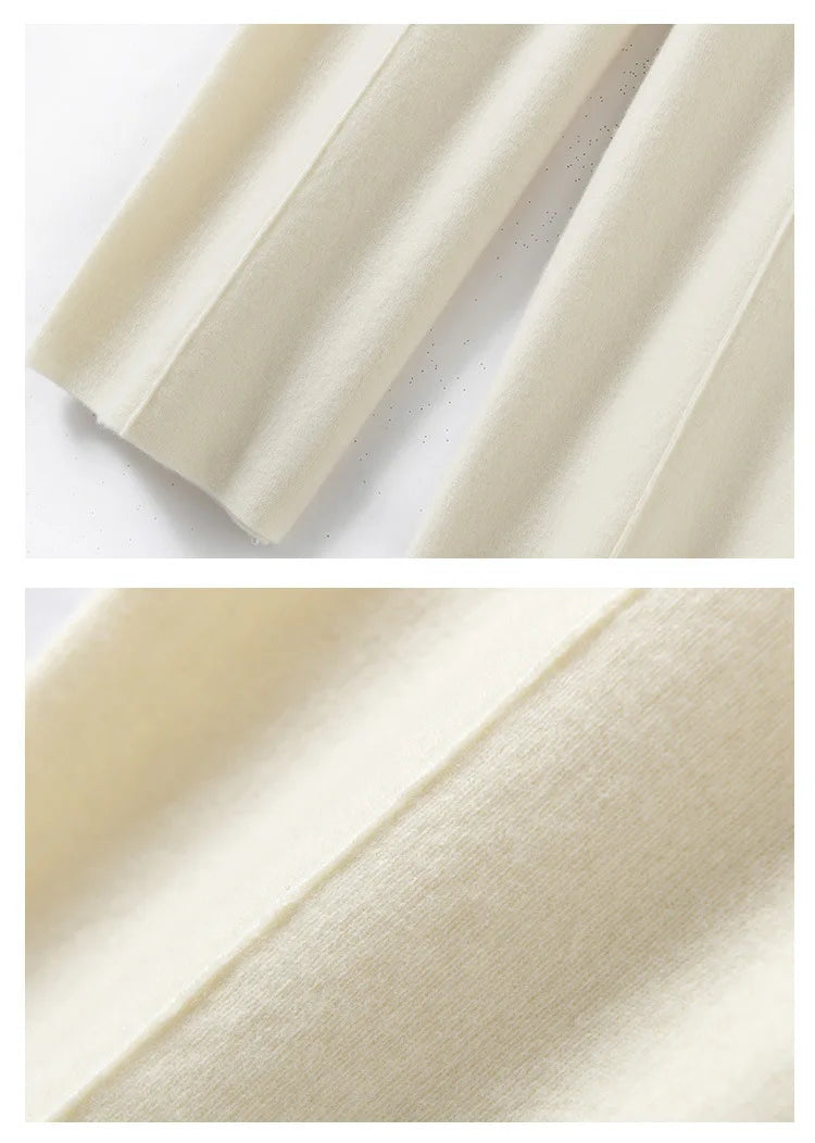 Calças Femininas Pantalona de Tricô em Lã